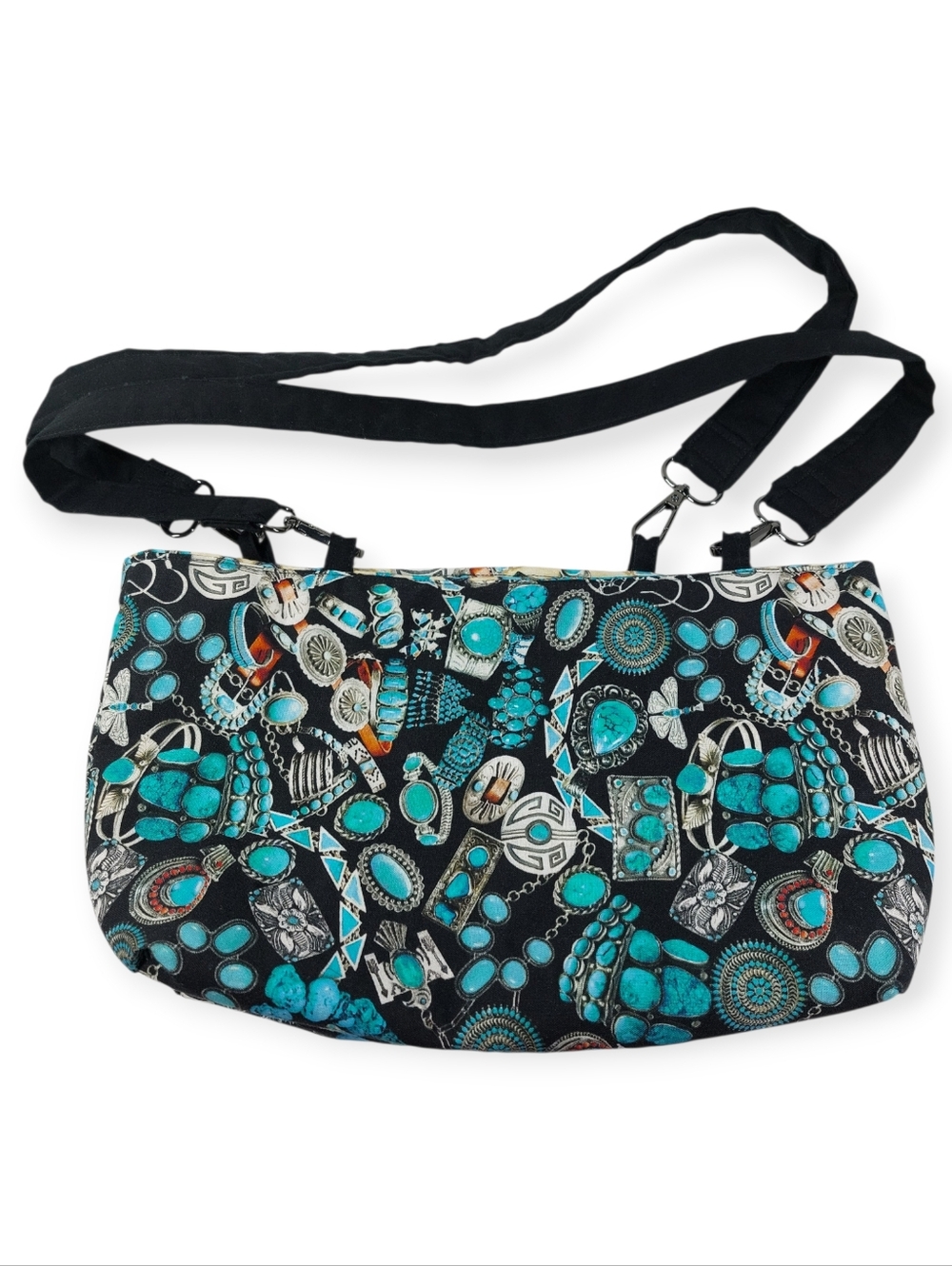 Handmade Southwest Turquoise Jewelry Print Purse Reversible UNIQUE